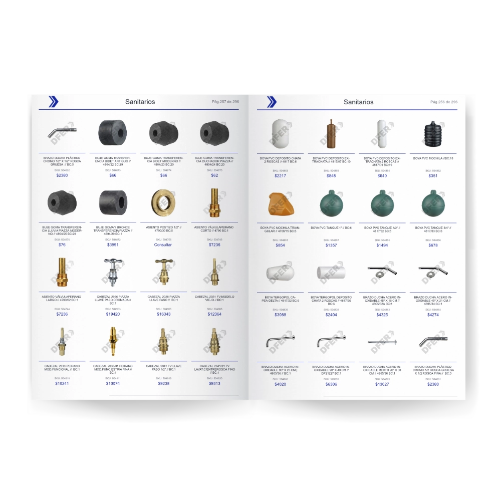 Catalogo de productos generado por DFER